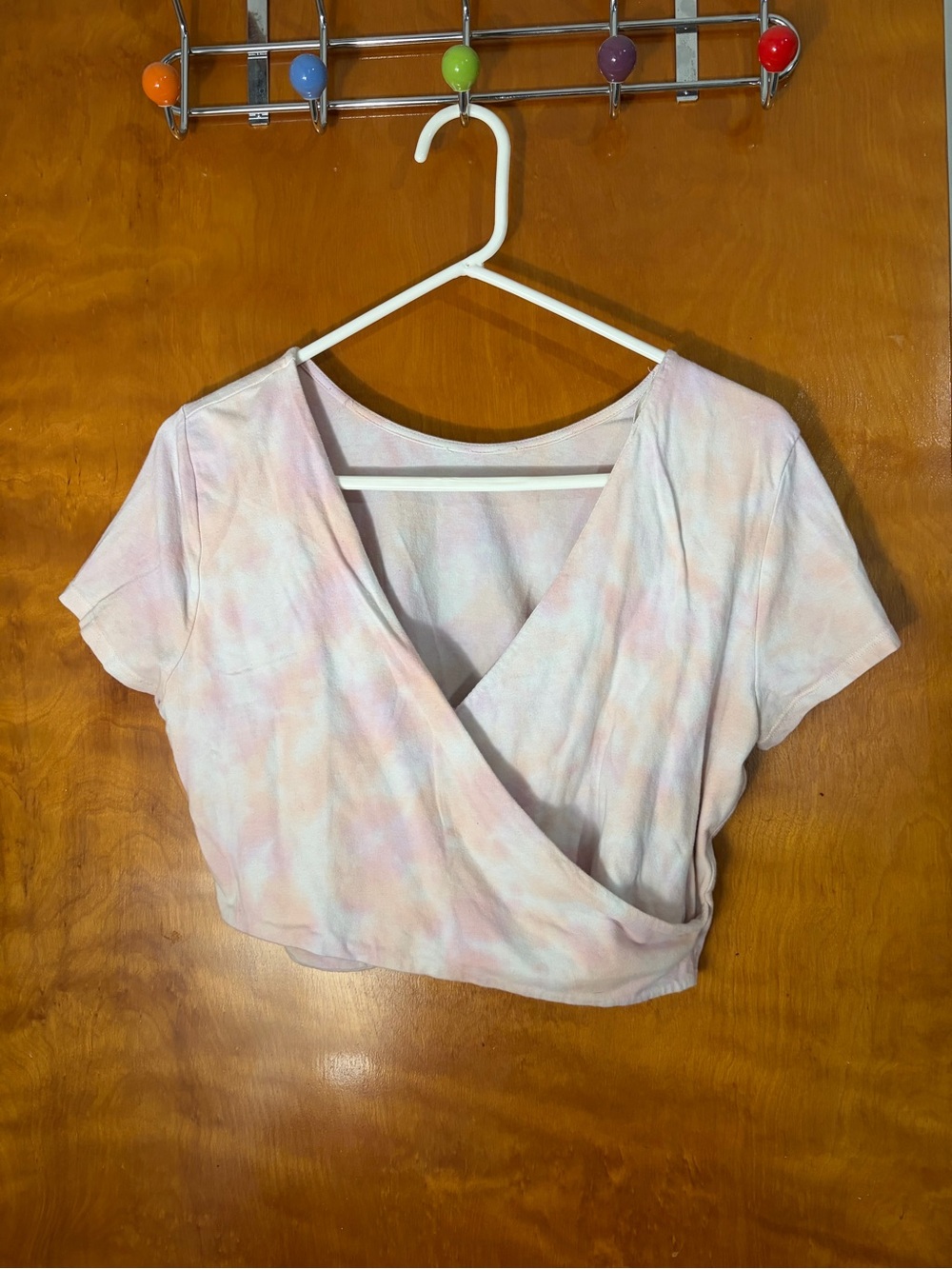 Aeropostale Pastel Pink & Light Blue Tie-Dye Wrap Crop Top